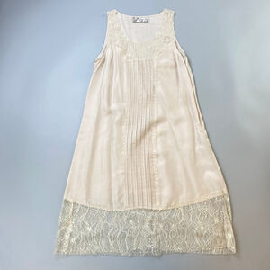 Silk Lace-Trim Chemise Slip in Ivory